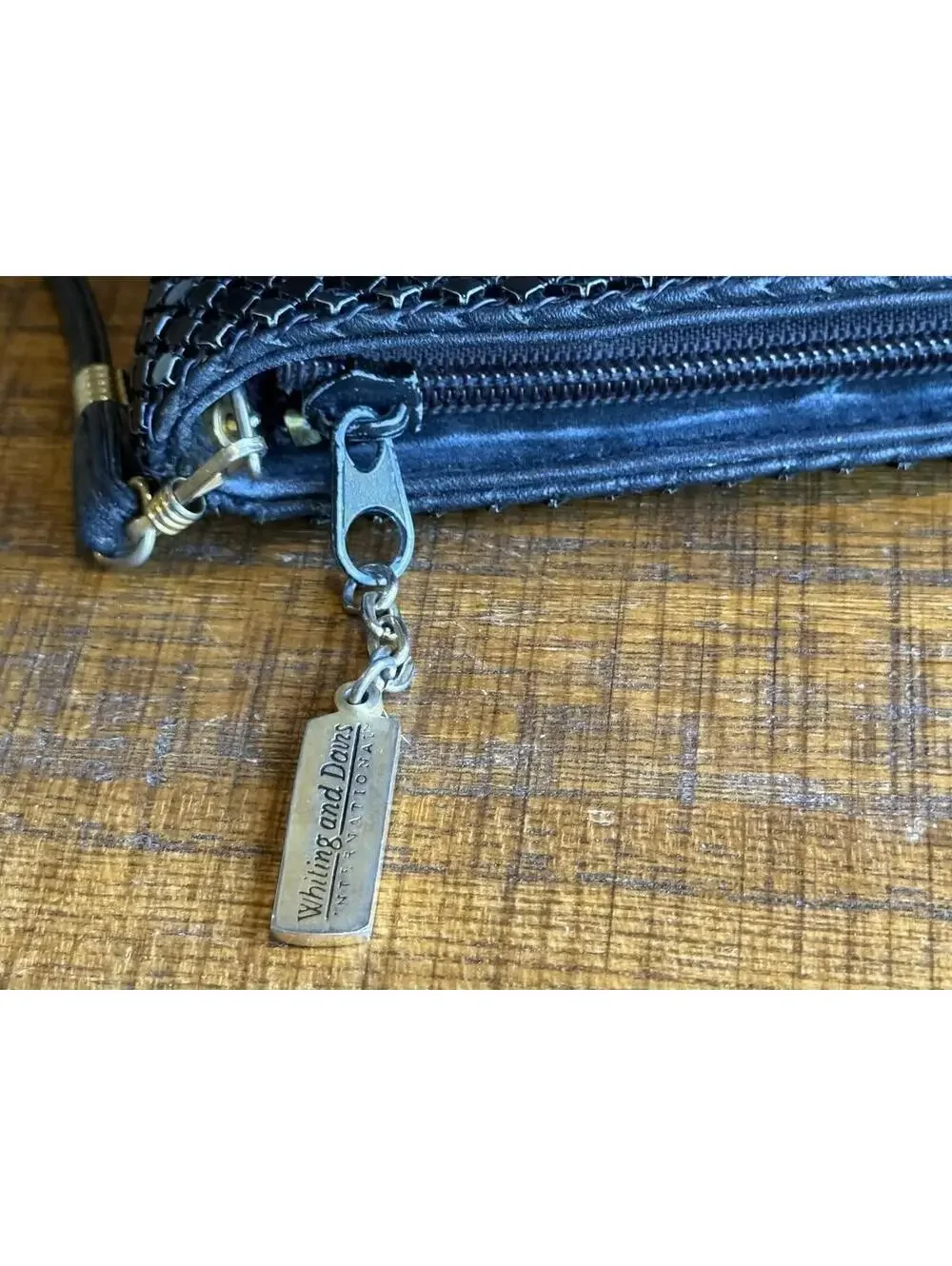 Vintage Whiting‎ & Davis Metal Mesh Purse – Black 1980s Crossbody Evening Bag
